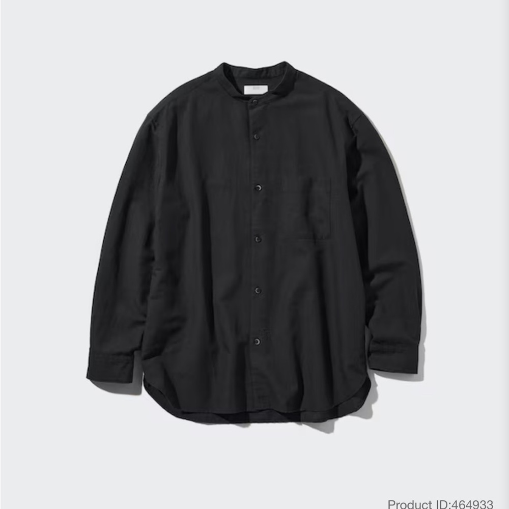 Cotton Linen Stand Collar Shirt